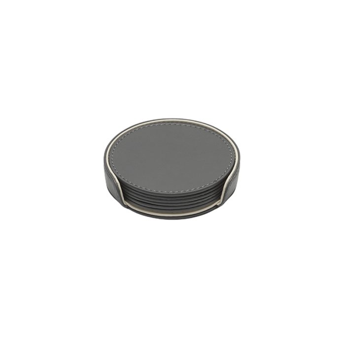 foglizzo_1921,_dali_leather_soft_round_coaster_set,_pietra_grey