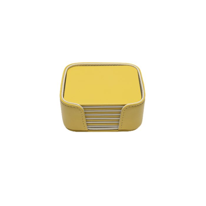 foglizzo_1921,_mondrian_leather_square_coaster_set,_cedro_yellow