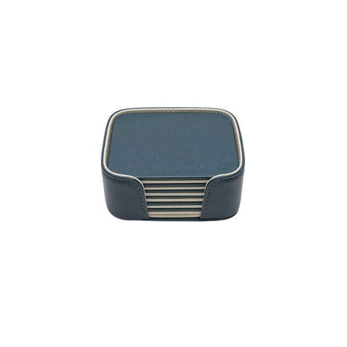 foglizzo_1921,_mondrian_leather_square_coaster_set,_amalfi_blue