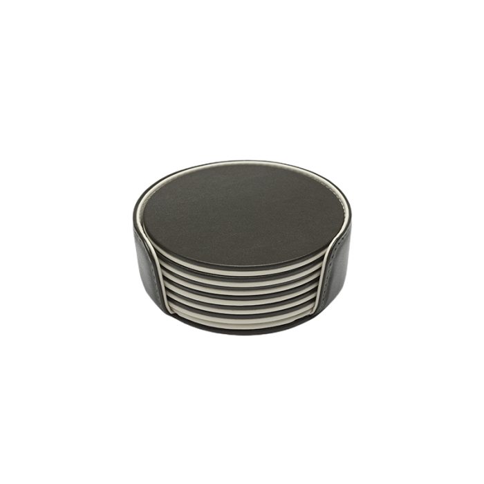 foglizzo_1921,_mondrian_leather_round_coaster_set,_agave_green